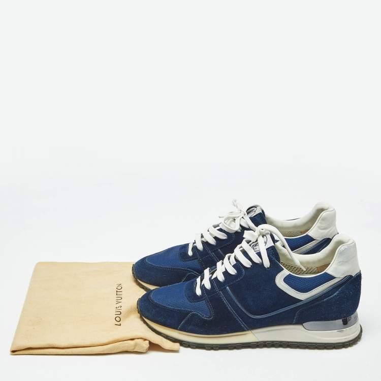 Pre Owned Louis Vuitton Blue Suede and Mesh Run Away Lace Up Sneakers Size 38