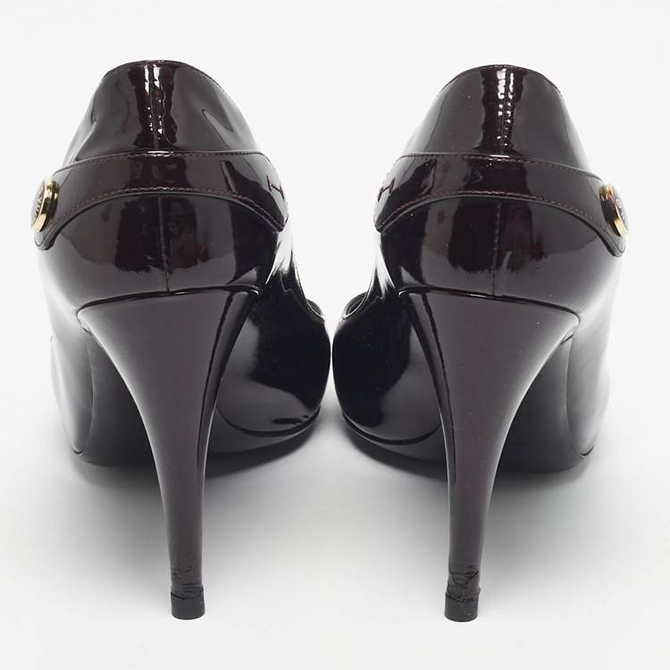 Pre Owned Louis Vuitton Burgundy Patent Leather Sloane Pumps Size 39
