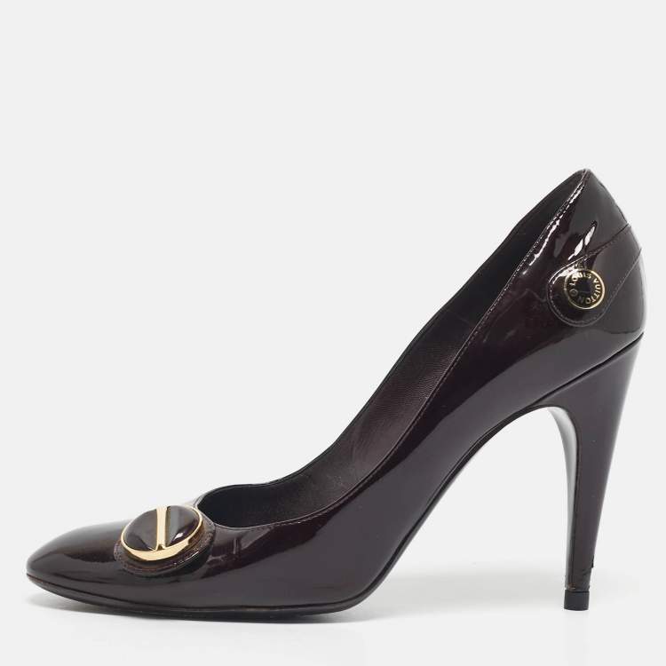 Pre Owned Louis Vuitton Burgundy Patent Leather Sloane Pumps Size 39