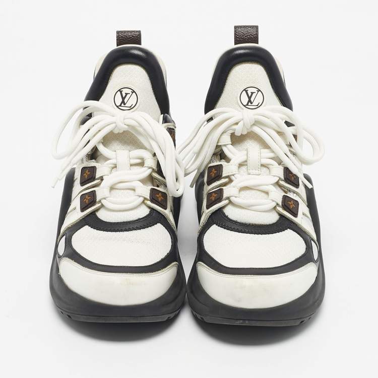 Pre Owned Louis Vuitton Tricolor Leather and Monogram Canvas Archlight Sneakers Size 38