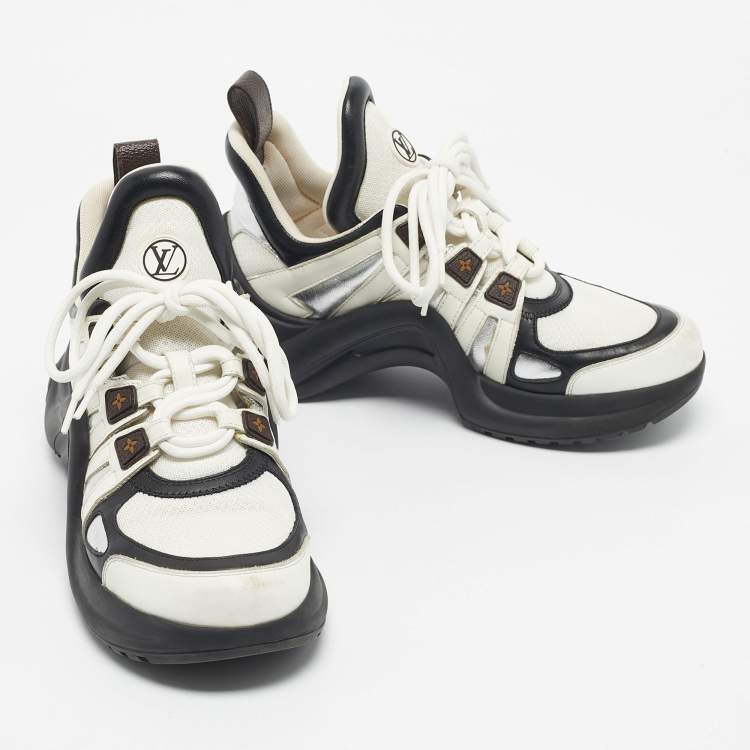 Pre Owned Louis Vuitton Tricolor Leather and Monogram Canvas Archlight Sneakers Size 38