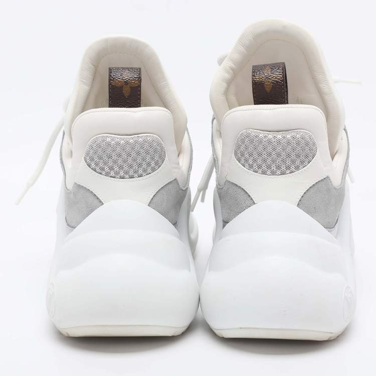 Pre Owned Louis Vuitton Grey/Silver Technical Nylon and Leather Archlight Sneakers Size 38.5