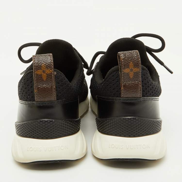 Pre Owned Louis Vuitton Black Knit Fabric and Monogram Canvas Aftergame Sneakers Size 38