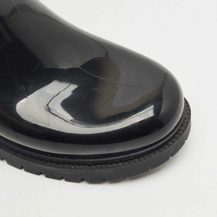 Pre Owned Louis Vuitton Black Monogram Rubber Splash Rain Boots Size 40