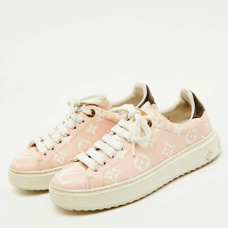 Pre Owned Louis Vuitton Pink Monogram Giant Canvas Time Out Sneakers Size 35.5