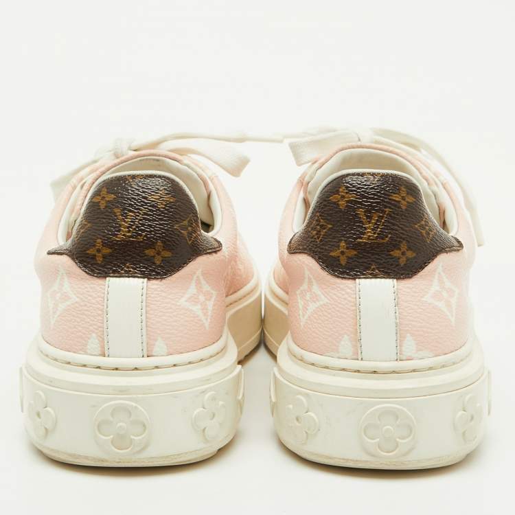 Pre Owned Louis Vuitton Pink Monogram Giant Canvas Time Out Sneakers Size 35.5