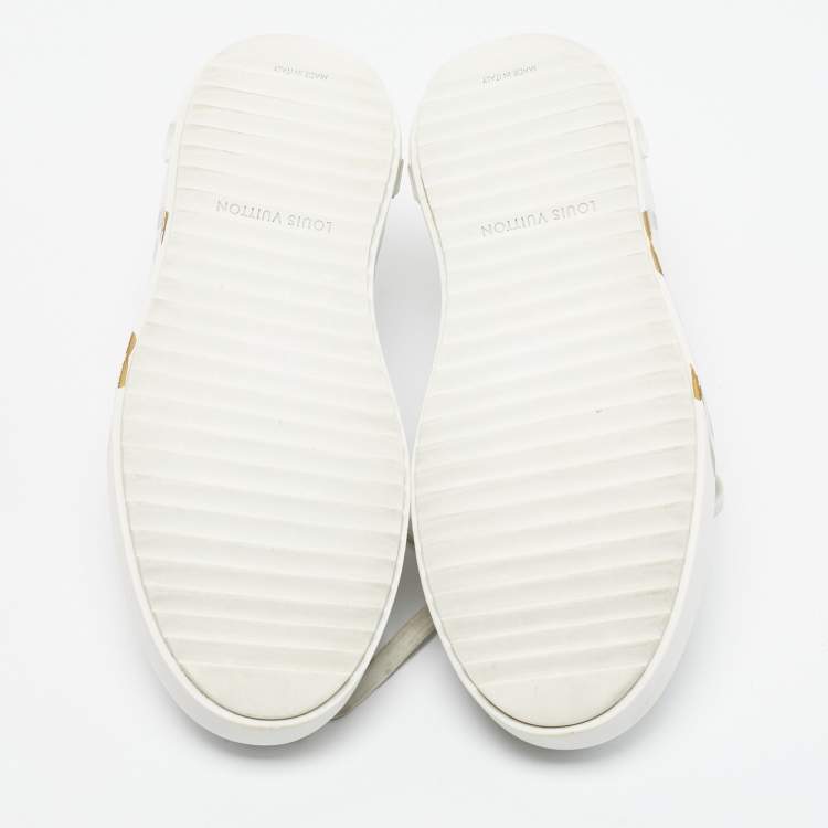 Pre Owned Louis Vuitton White Leather Time Out Low Top Sneakers Size 38