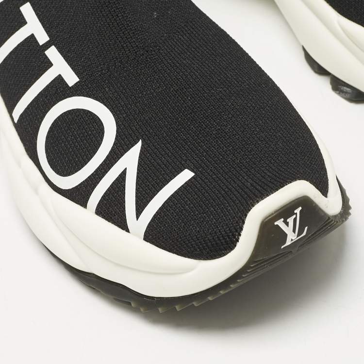 Pre Owned Louis Vuitton Black Knit Fabric Run 55 Sneakers Size 38