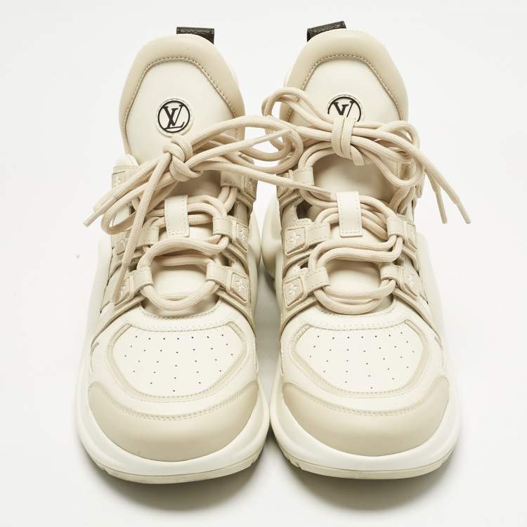 Pre Owned Louis Vuitton Beige Monogram Leather Archlight Sneakers Size 38.5