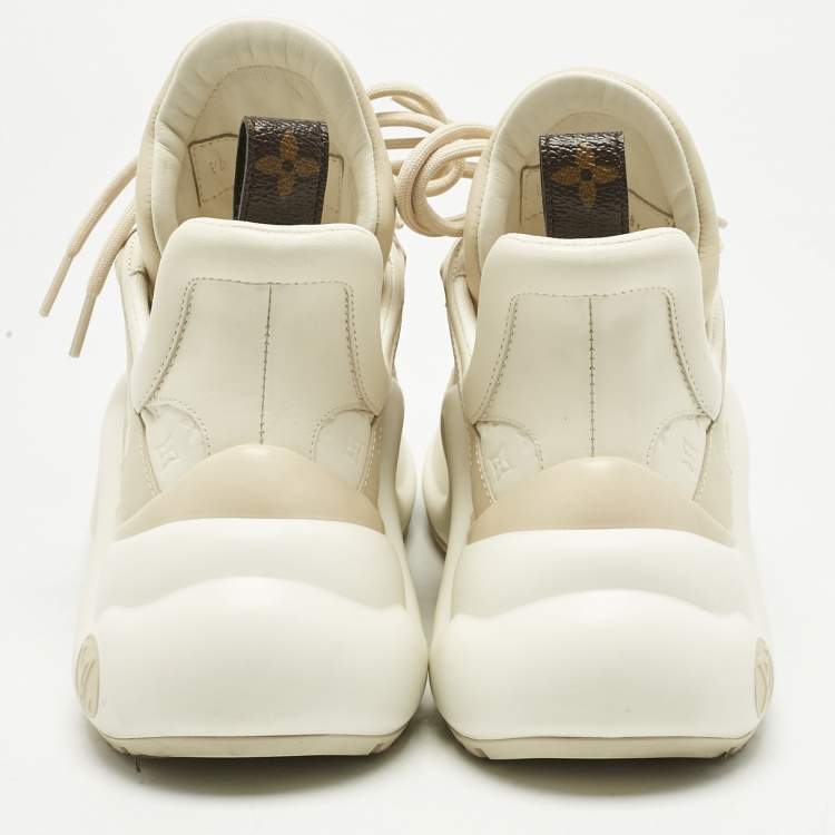 Pre Owned Louis Vuitton Beige Monogram Leather Archlight Sneakers Size 38.5
