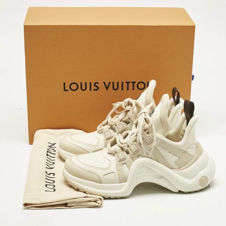 Pre Owned Louis Vuitton Beige Monogram Leather Archlight Sneakers Size 38.5
