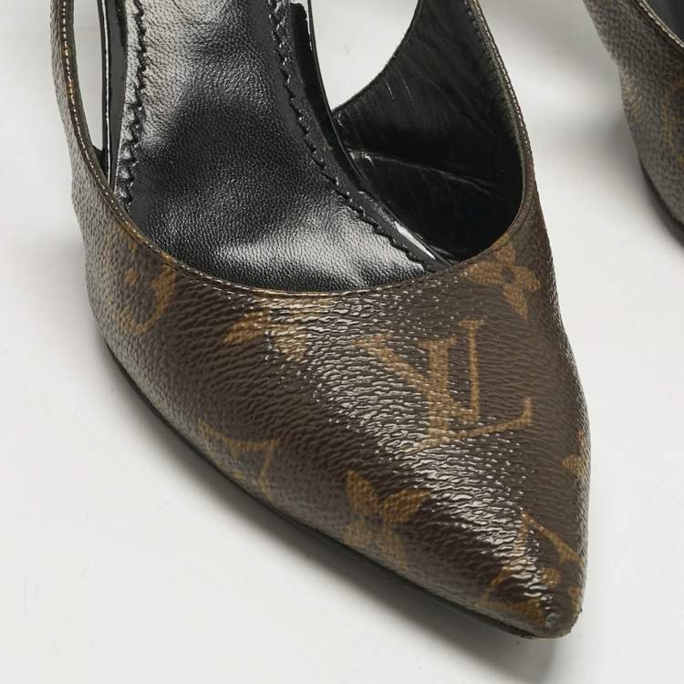 Pre Owned Louis Vuitton Monogram Canvas Cherie Slingback Pumps Size 35