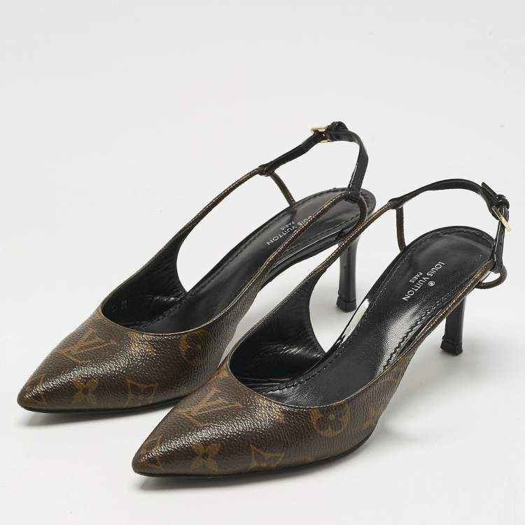 Pre Owned Louis Vuitton Monogram Canvas Cherie Slingback Pumps Size 35