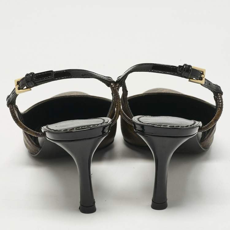 Pre Owned Louis Vuitton Monogram Canvas Cherie Slingback Pumps Size 35