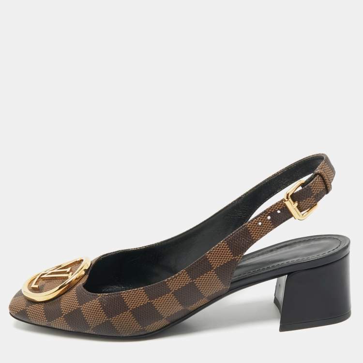 Pre Owned Louis Vuitton Damier Ebene Canvas Madeleine Slingback Pumps Size 41