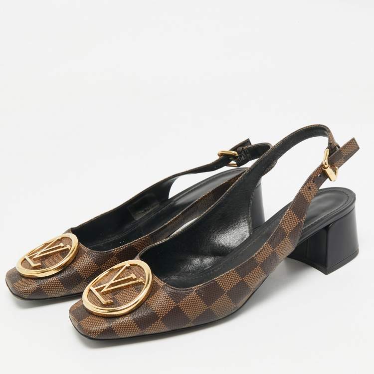 Pre Owned Louis Vuitton Damier Ebene Canvas Madeleine Slingback Pumps Size 41