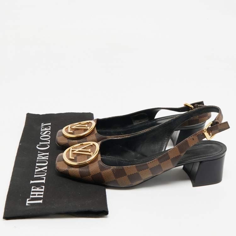 Pre Owned Louis Vuitton Damier Ebene Canvas Madeleine Slingback Pumps Size 41