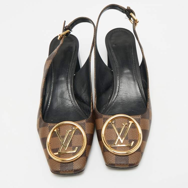 Pre Owned Louis Vuitton Damier Ebene Canvas Madeleine Slingback Pumps Size 41