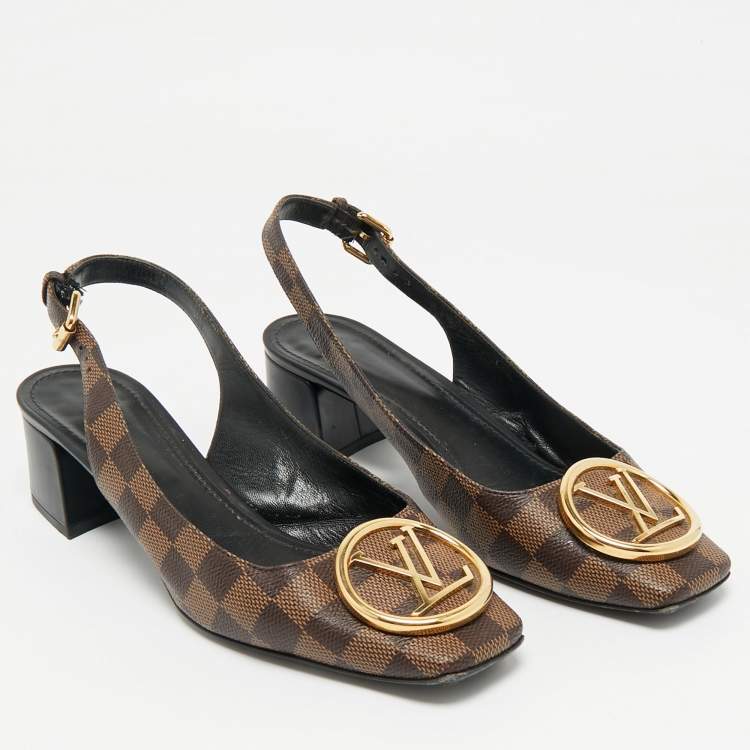 Pre Owned Louis Vuitton Damier Ebene Canvas Madeleine Slingback Pumps Size 41