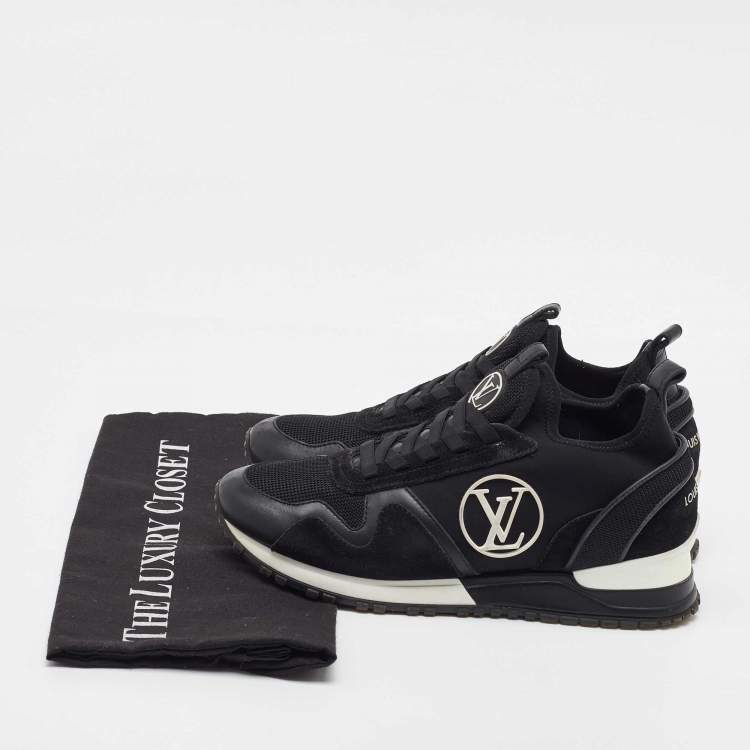Pre Owned Louis Vuitton Black Neoprene, Mesh and Suede Run Away Sneakers Size 37