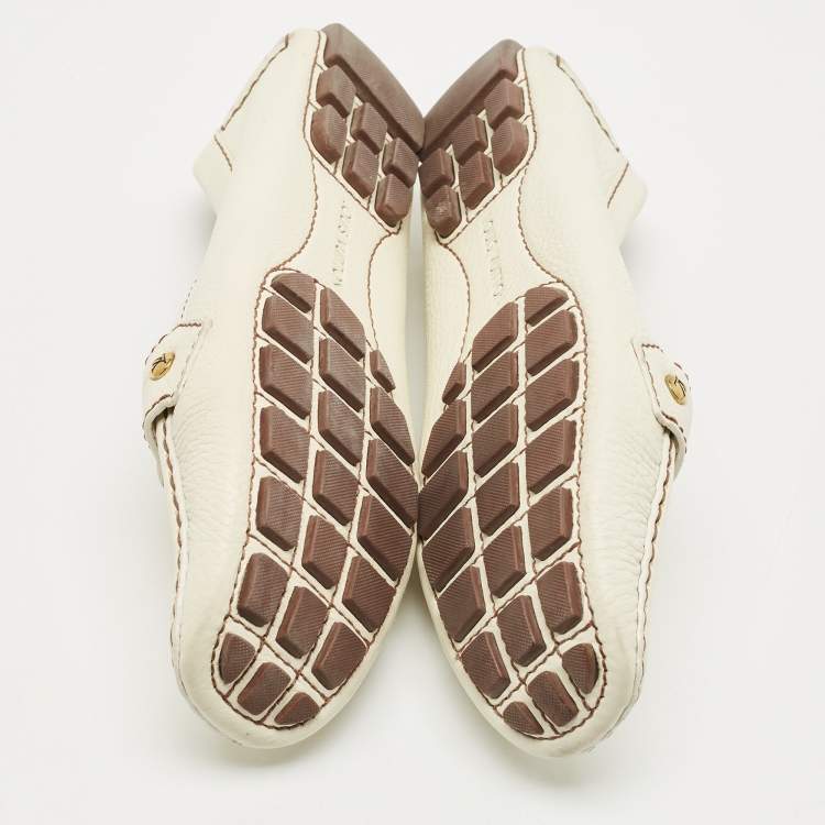Pre Owned Louis Vuitton Cream Leather Monte Carlo Loafers Size 39