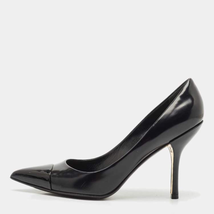Pre Owned Louis Vuitton Black Leather and Patent Leather Urban Twist Pumps Size 39