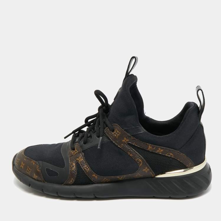 Pre Owned Louis Vuitton Black/Brown Fabric And Monogram Canvas Aftergame Sneakers Size 39 
