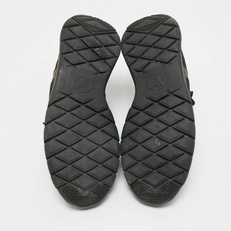 Pre Owned Louis Vuitton Black/Brown Fabric And Monogram Canvas Aftergame Sneakers Size 39 