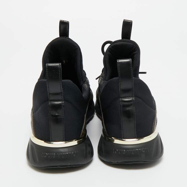 Pre Owned Louis Vuitton Black/Brown Fabric And Monogram Canvas Aftergame Sneakers Size 39 