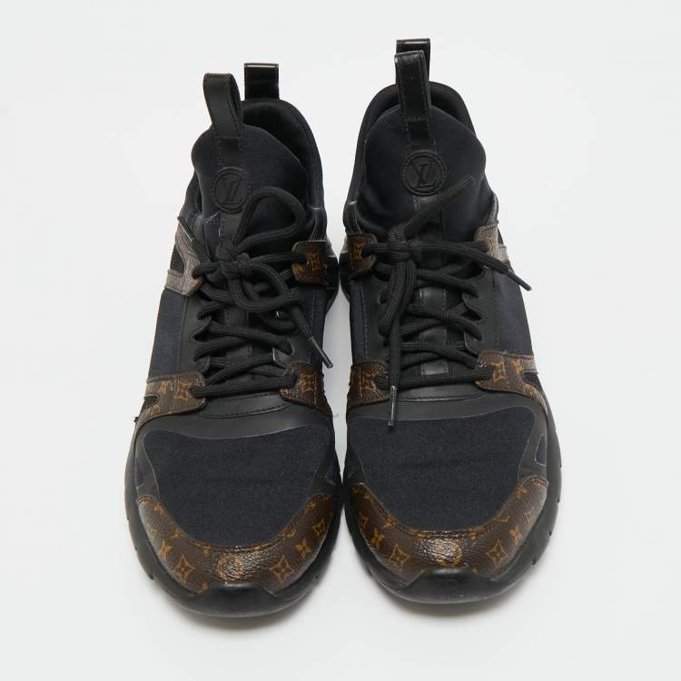 Pre Owned Louis Vuitton Black/Brown Fabric And Monogram Canvas Aftergame Sneakers Size 39 