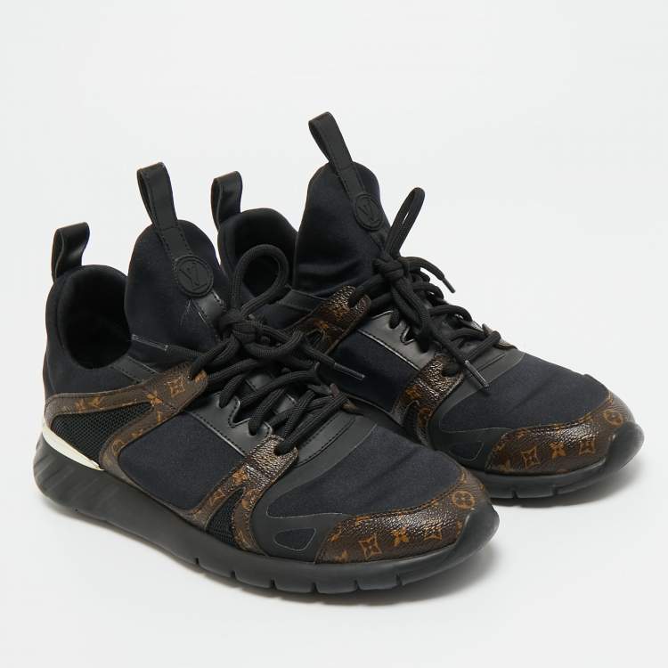Pre Owned Louis Vuitton Black/Brown Fabric And Monogram Canvas Aftergame Sneakers Size 39 