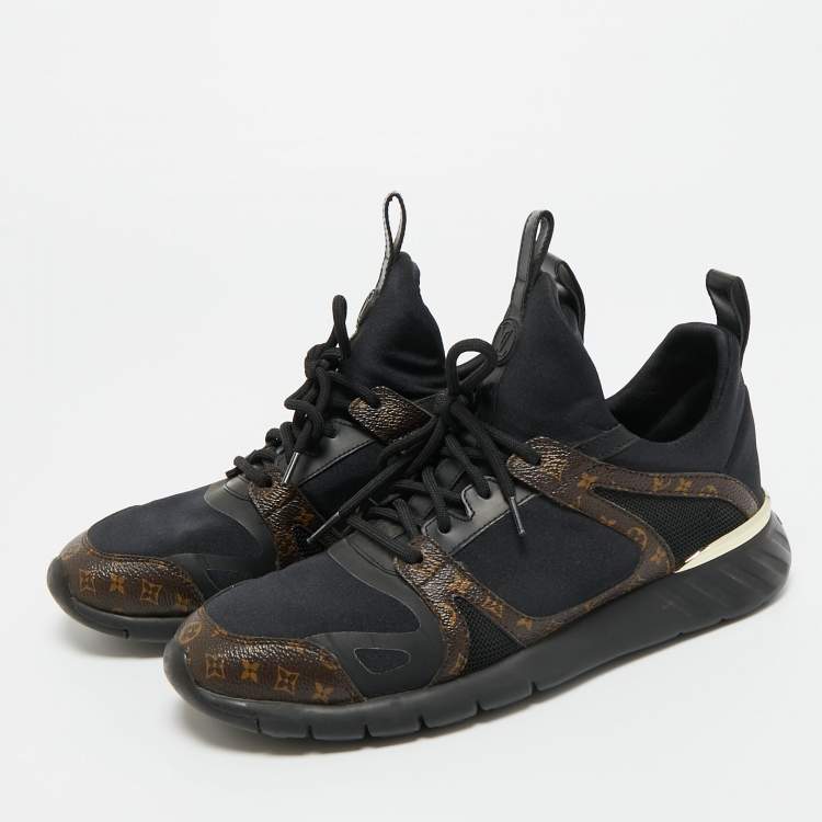 Pre Owned Louis Vuitton Black/Brown Fabric And Monogram Canvas Aftergame Sneakers Size 39 