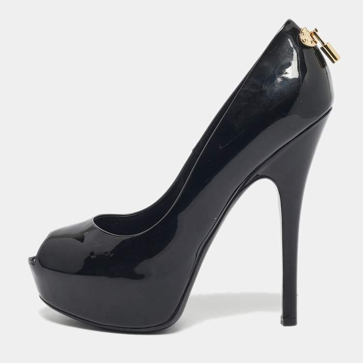 Pre Owned Louis Vuitton Black Patent Leather Oh Really! Platform Pumps Size 39.5