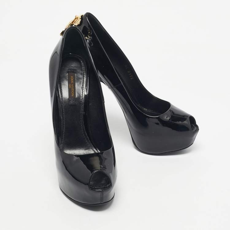 Pre Owned Louis Vuitton Black Patent Leather Oh Really! Platform Pumps Size 39.5