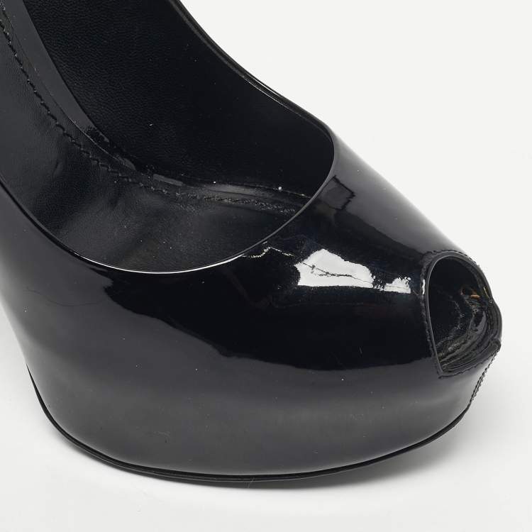 Pre Owned Louis Vuitton Black Patent Leather Oh Really! Platform Pumps Size 39.5