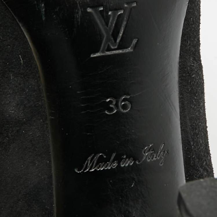 Pre Owned Louis Vuitton Black Suede Peep Toe Pumps Size 36