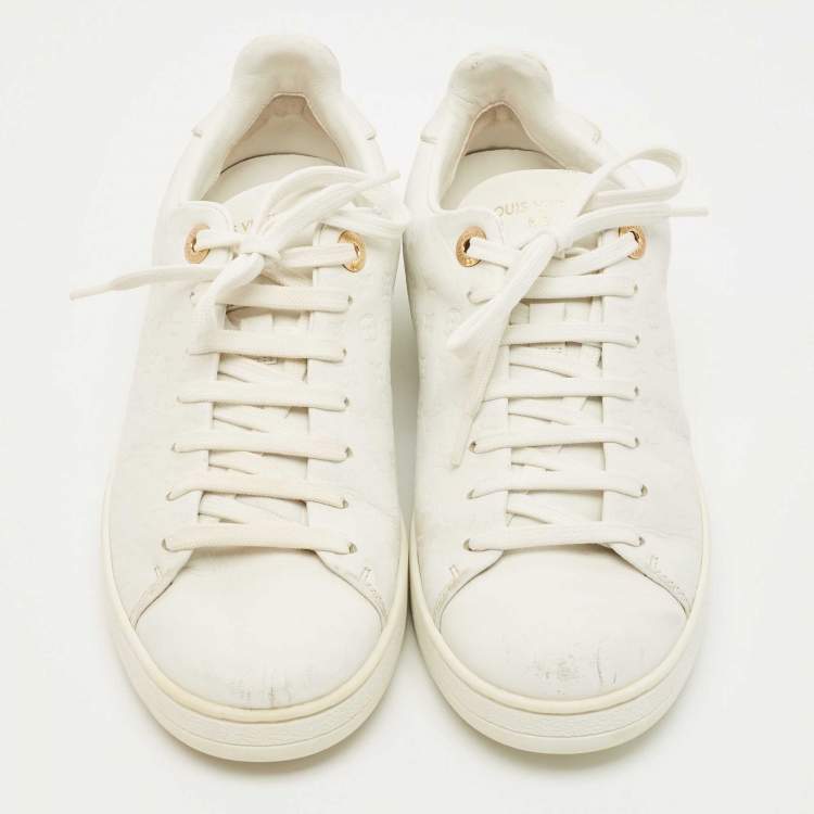 Pre Owned Louis Vuitton White Leather Frontrow Low Top Sneakers Size 37.5