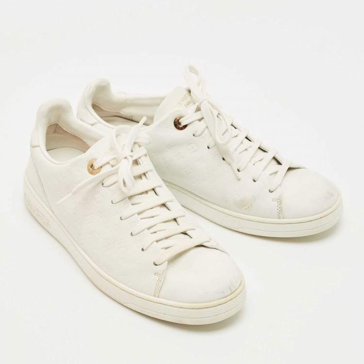 Pre Owned Louis Vuitton White Leather Frontrow Low Top Sneakers Size 37.5