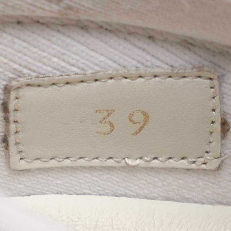 Pre Owned Louis Vuitton Gold Lurex Fabric and Leather Aftergame Sneakers Size 39