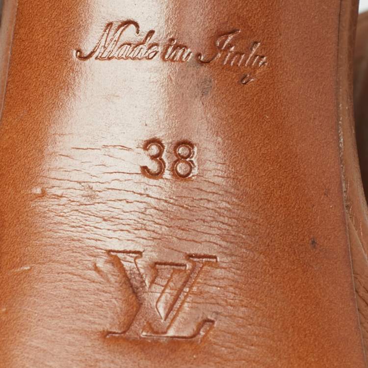Pre Owned Louis Vuitton Brown Leather Horizon Platform Sandals Size 38