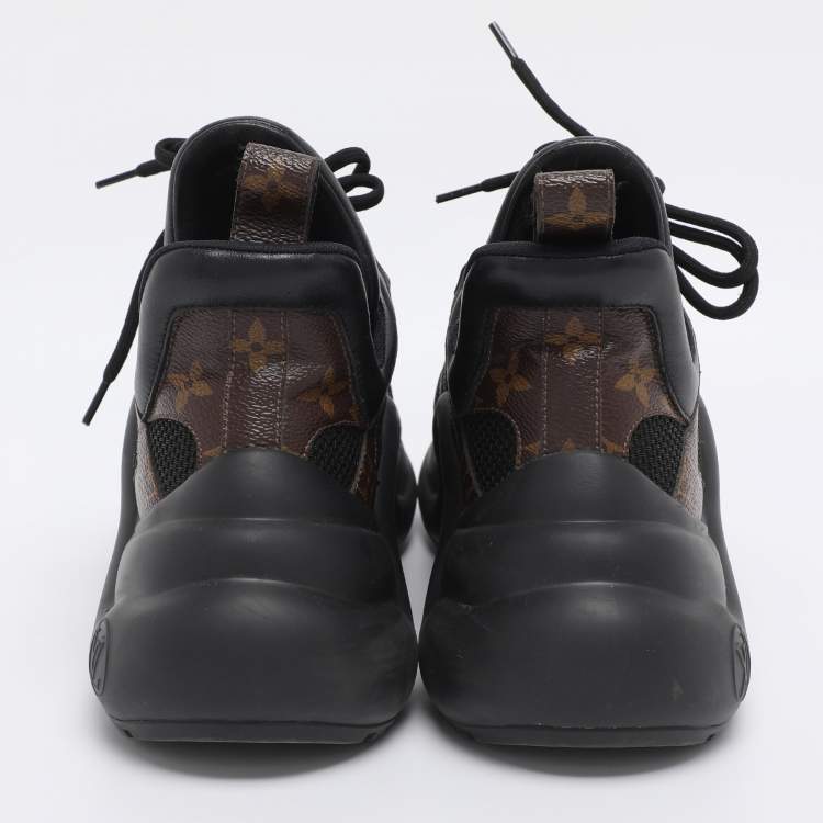 Pre Owned Louis Vuitton Black Mesh and Monogram Canvas Archlight Sneakers Size 38.5