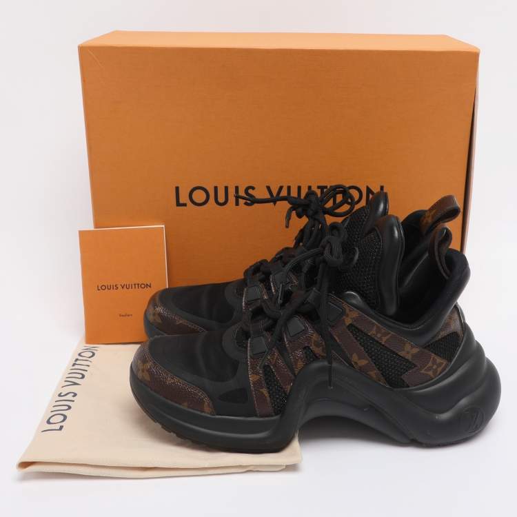 Pre Owned Louis Vuitton Black Mesh and Monogram Canvas Archlight Sneakers Size 38.5