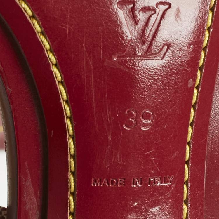 Pre Owned Louis Vuitton Red/Pink Canvas Slide Sandals Size 39