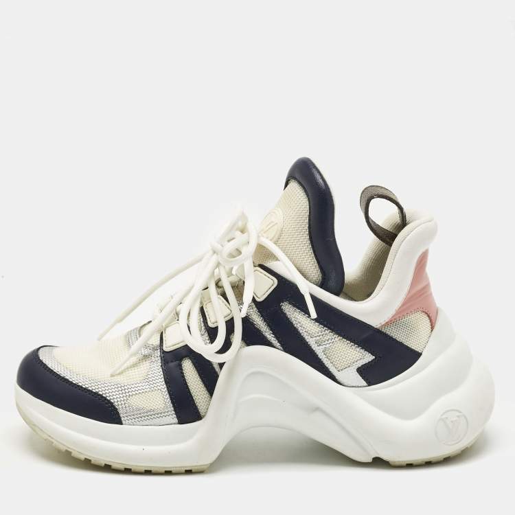 Pre Owned Louis Vuitton Multicolor Leather and Mesh Archlight Lace Up Sneakers Size 37.5