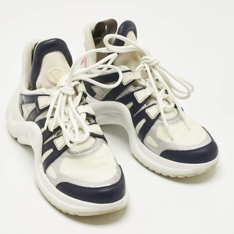 Pre Owned Louis Vuitton Multicolor Leather and Mesh Archlight Lace Up Sneakers Size 37.5