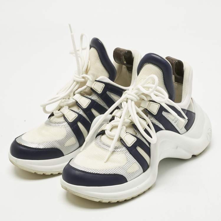 Pre Owned Louis Vuitton Multicolor Leather and Mesh Archlight Lace Up Sneakers Size 37.5