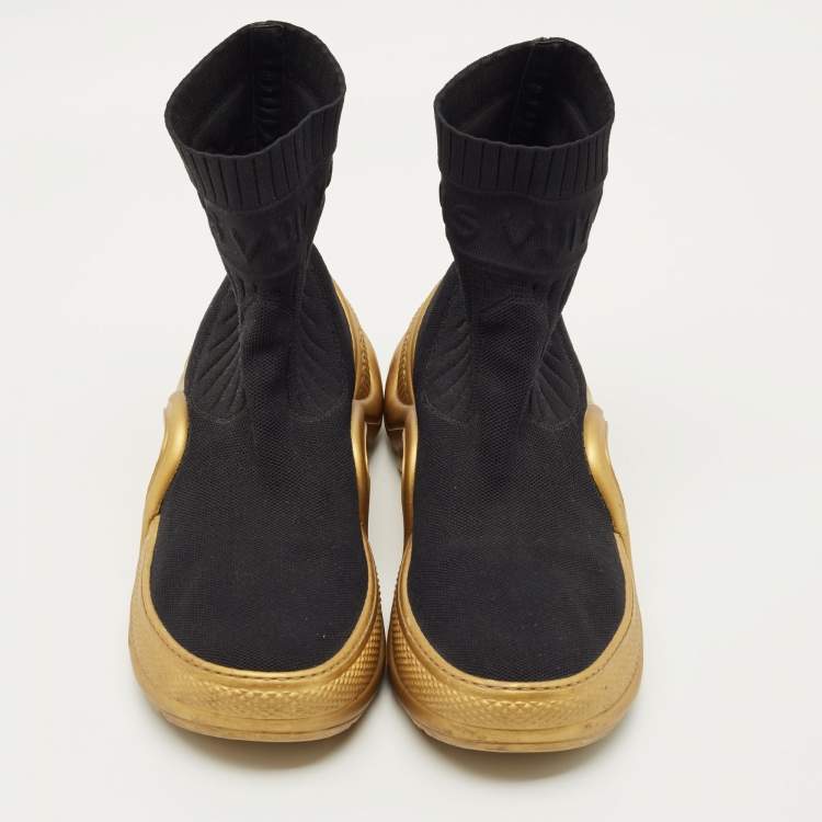 Pre Owned Louis Vuitton Black Knit Fabric Archlight Sock High Top Sneaker Boots Size 39