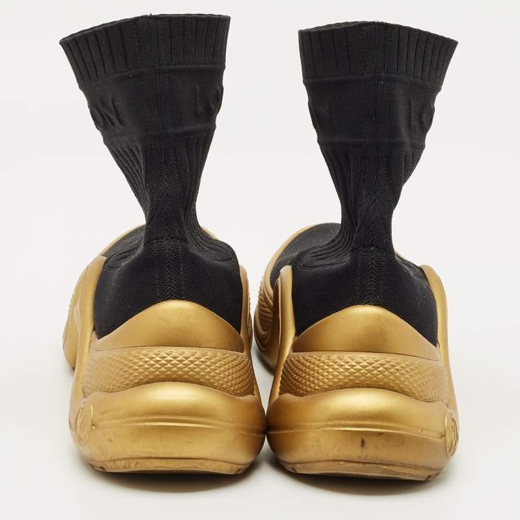 Pre Owned Louis Vuitton Black Knit Fabric Archlight Sock High Top Sneaker Boots Size 39