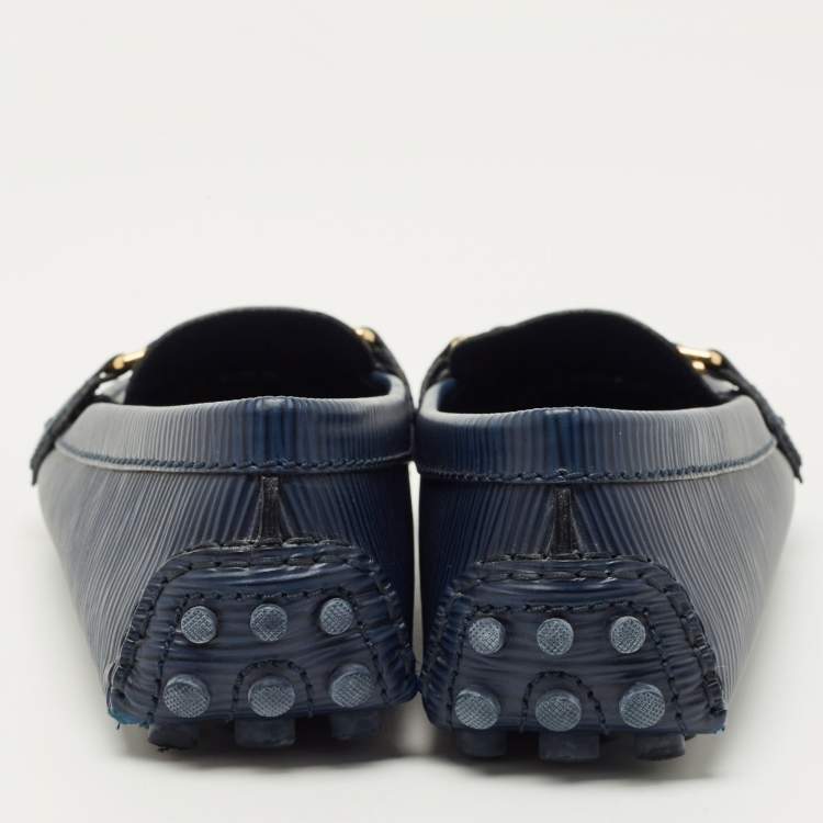 Pre Owned Louis Vuitton Blue Epi Leather Oxford Loafers Size 38
