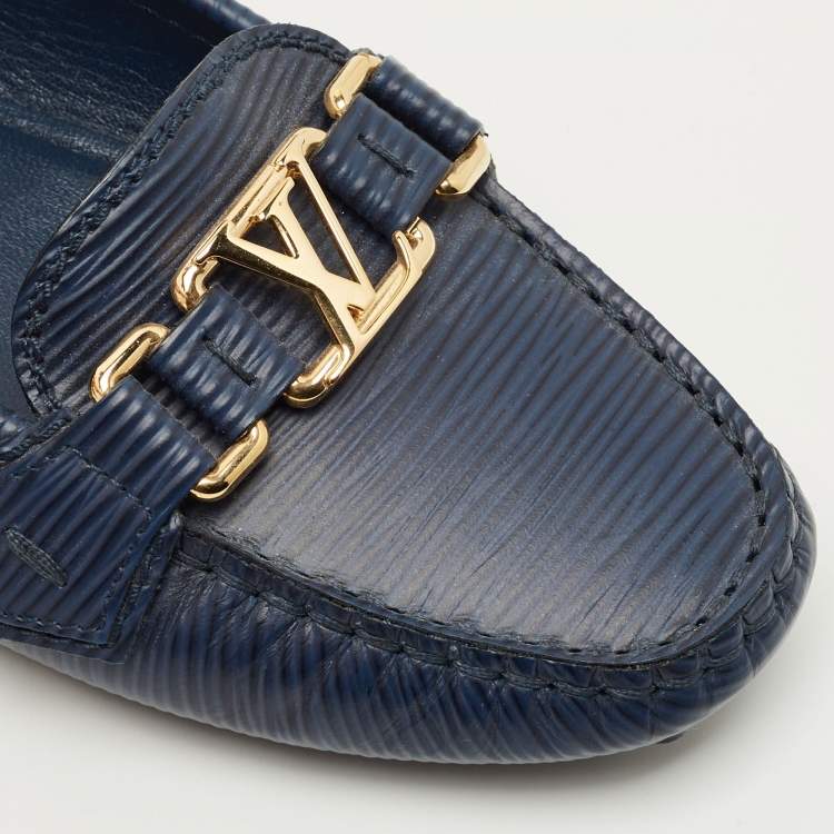 Pre Owned Louis Vuitton Blue Epi Leather Oxford Loafers Size 38